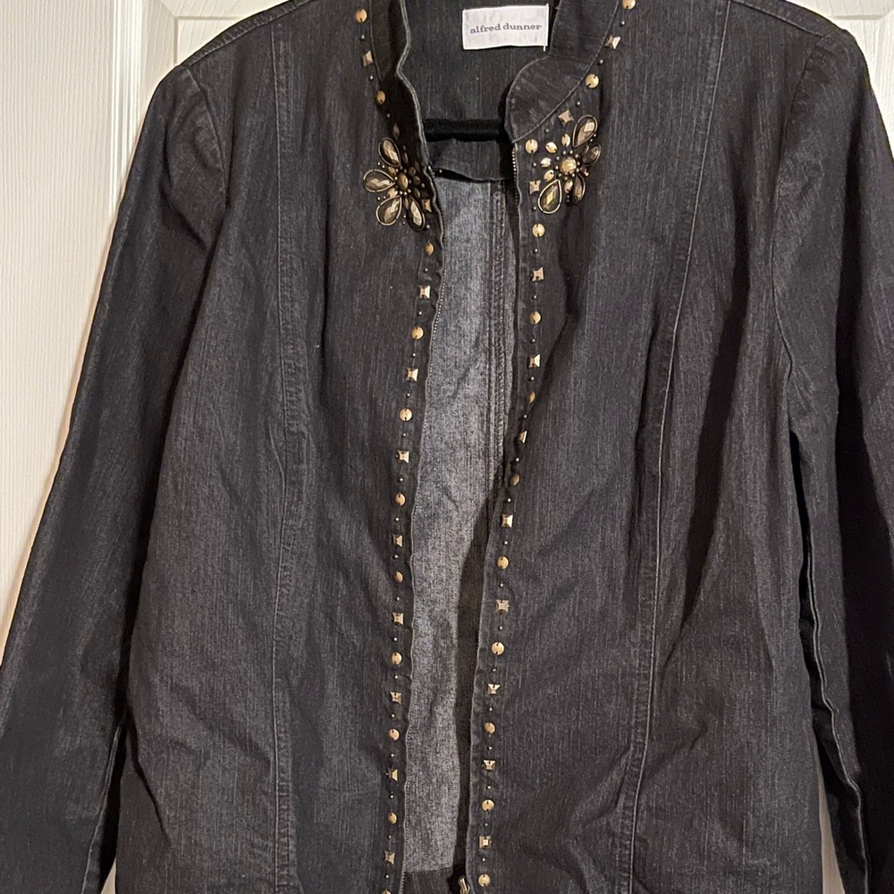 Denim jacket with metal detailing